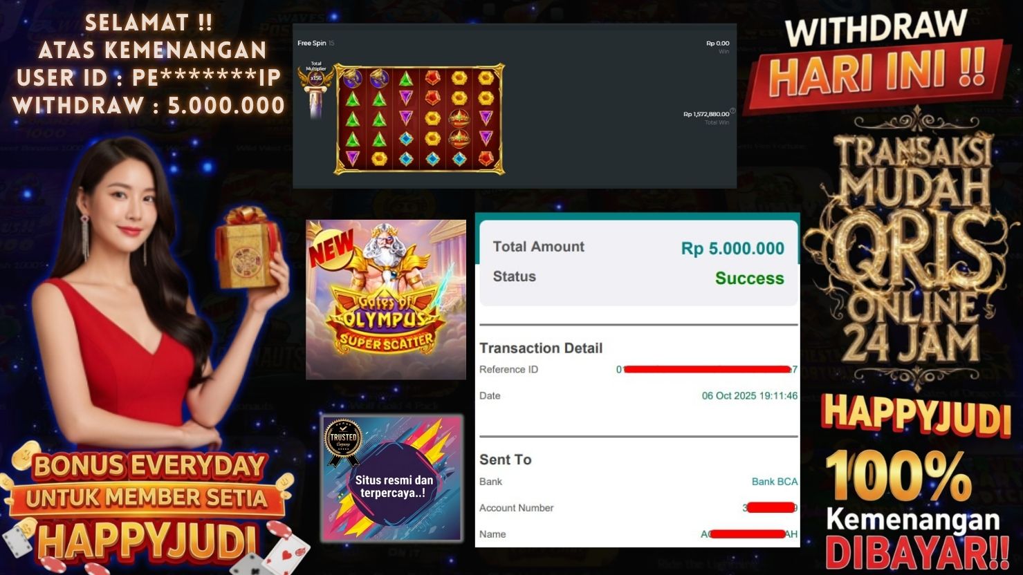 HAPPYJUDI JACKPOT SLOT GATES OF OLYMPUS SUPER SCATTER